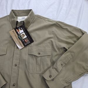 NWT Boyt Long Sleeve Button Down Khaki Shirt w/Flap Pockets. XL